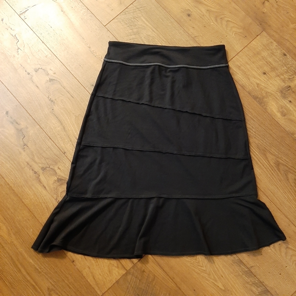 Black Athleta Asymmetrical Midi Skirt Sz Med